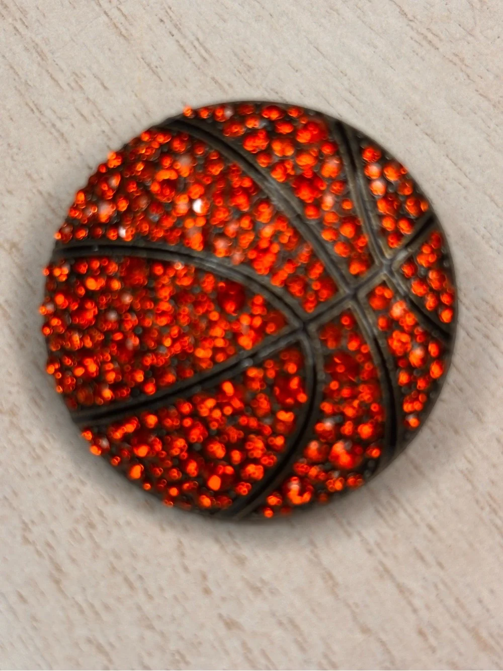 Orange Rhinestone Basketball Brooch Pin – Round Sports Fan Jewelry